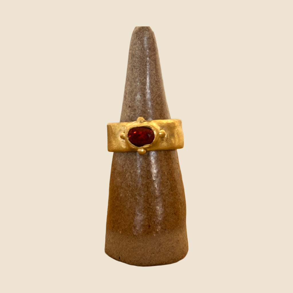 Aditya Hessonite ring on stand