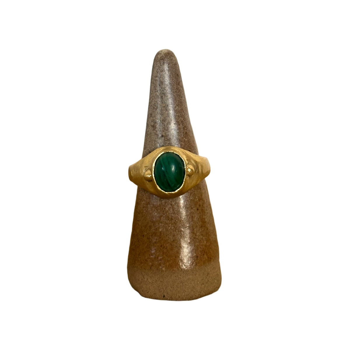Malachite ring in durable brass