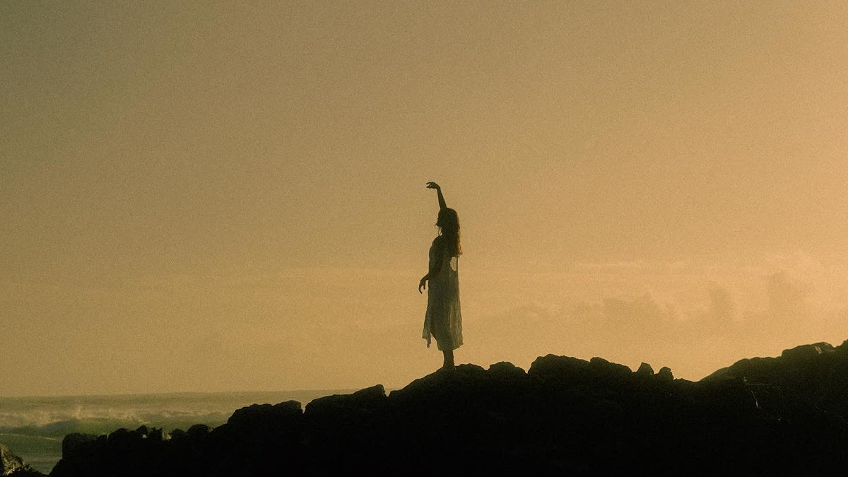 Sunset silhouette on the rocks