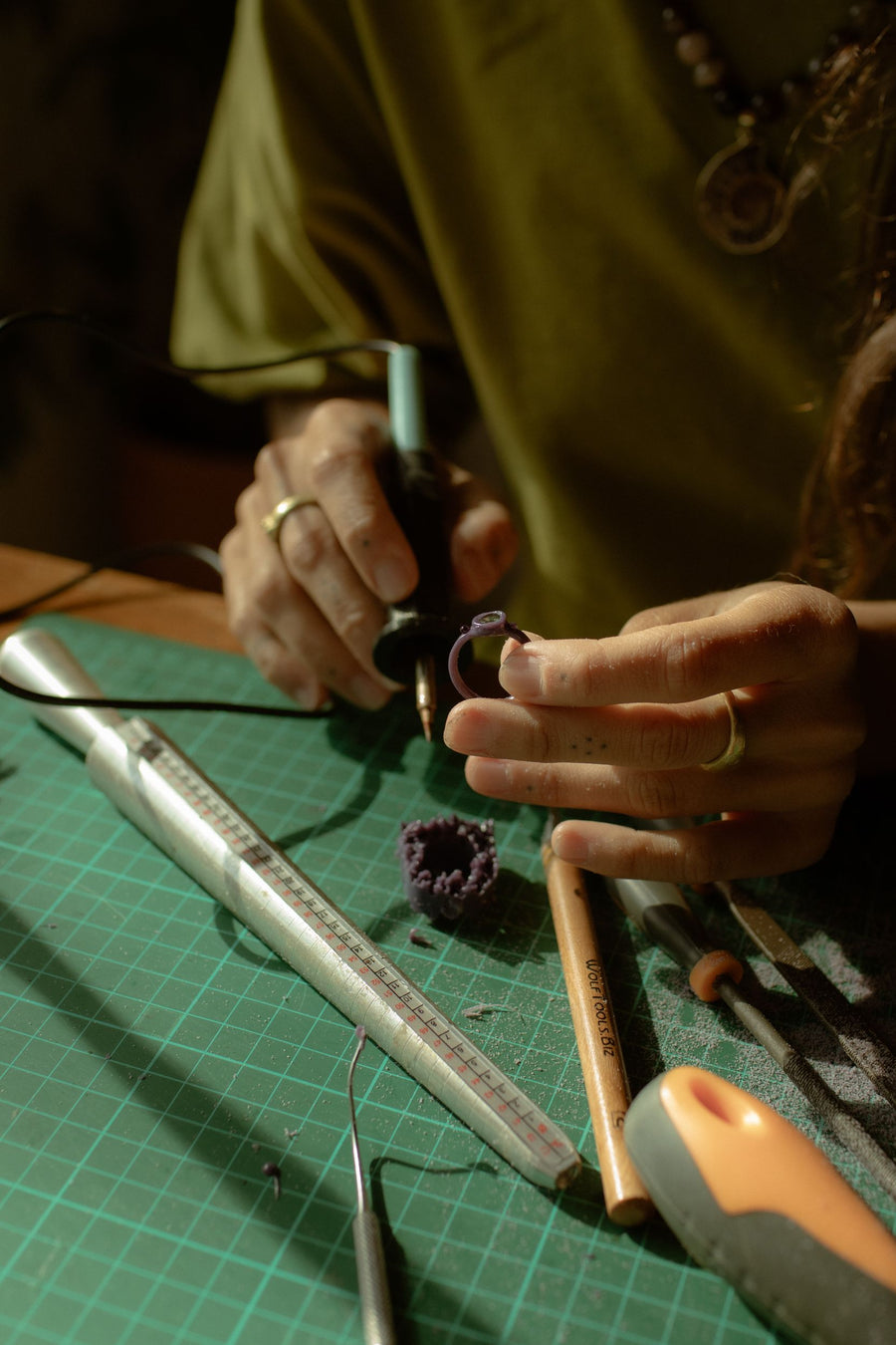 Carving a ring at the bench